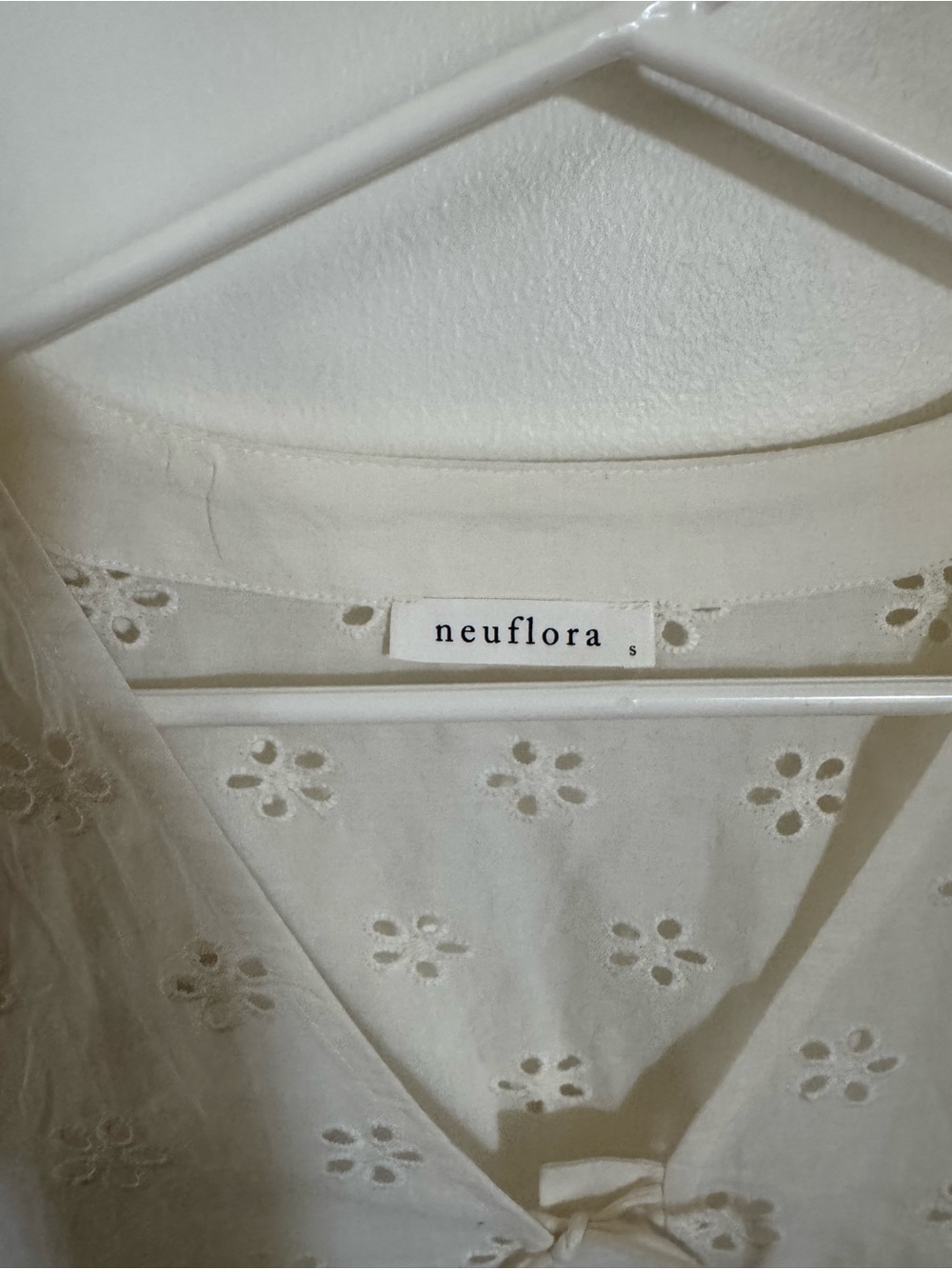 Neuflora Cream Eyelet Tie-Front Blouse - Picture 3 of 3